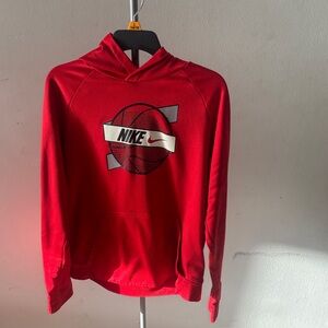 Nike Red Hooded Sweatshirt with Basketball Graphic